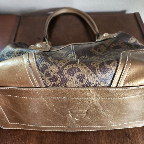 Kathy Van Zeeland Brown Shopper Bag Heart & Crown Metal Handbag - Picture 4 of 6